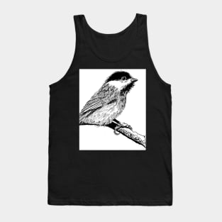 WHAT?!?! Chickadee on limb by the art project Tank Top